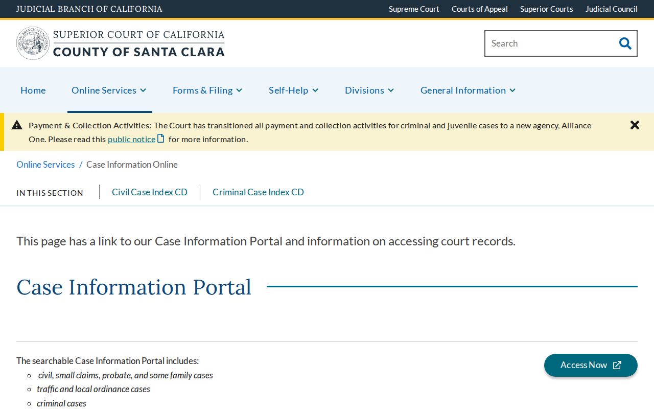 Santa Clara County people search court access information