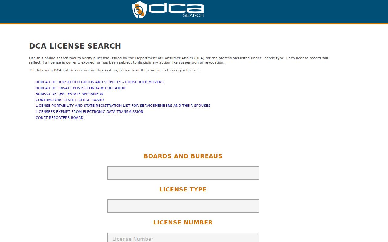 Santa Clara County people search California professional licenses