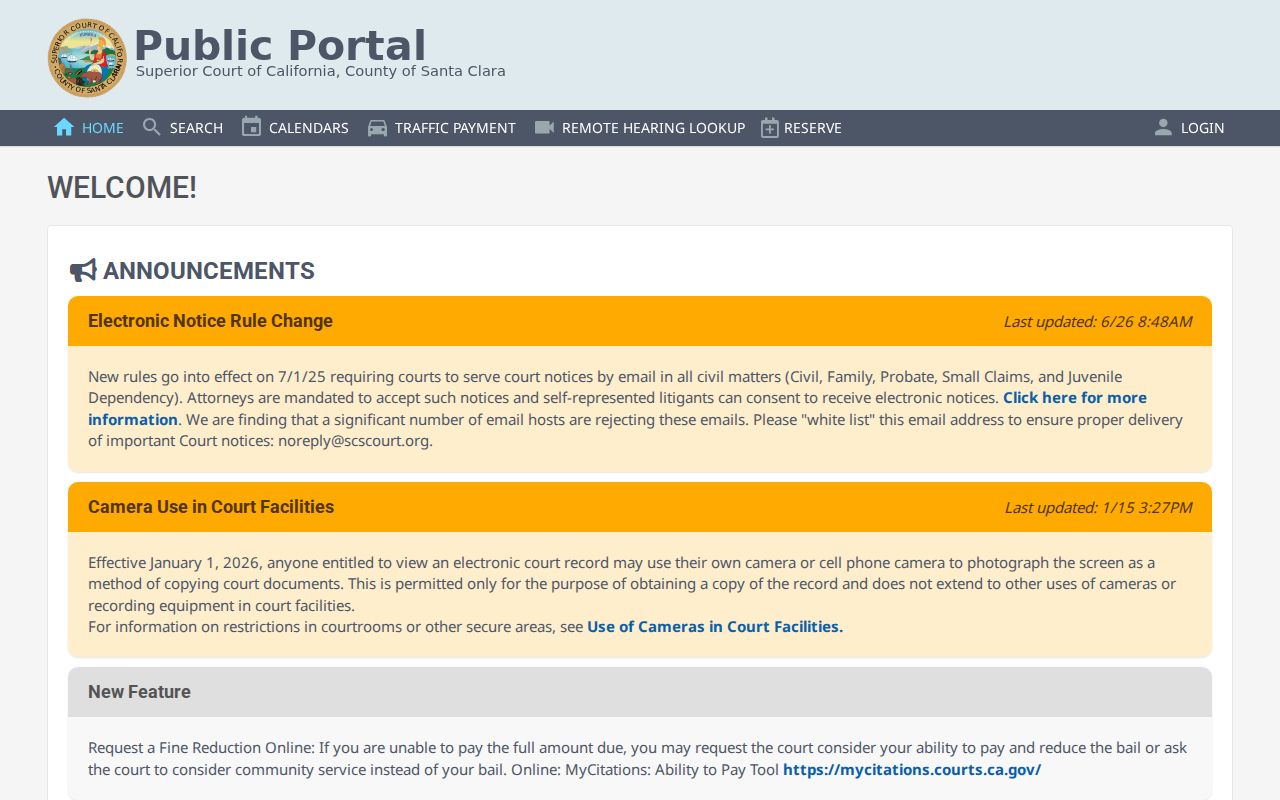 Santa Clara County people search court case portal
